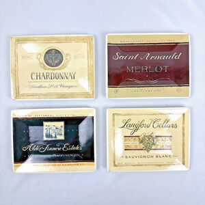 Appetizer Plates Wine Label Set of 4 Art in Motion 8" x 6" Angela Staehleng Art